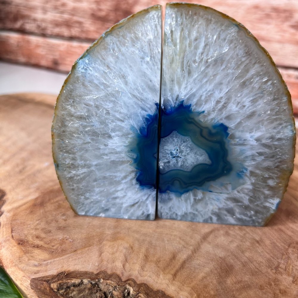 Blue Agate Crystal Bookend Pair Healing Decor - Picture 11 of 13